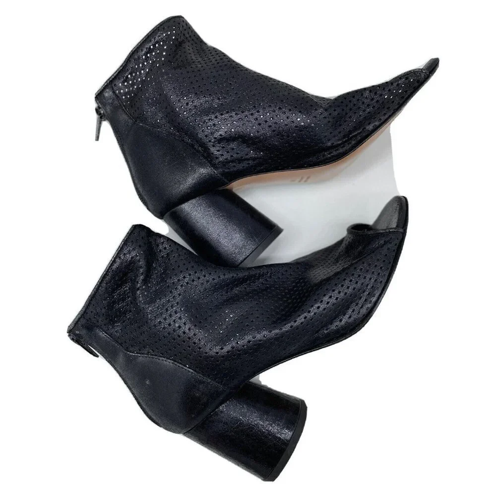 Women’s Michelediloco Vero Cuoio Black Mesh Peep Toe Round‎ Heels Size 38